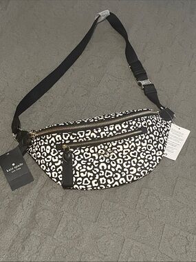 Kate Spade Graphic Leopard Black & White Print Crossbody Belt Bag